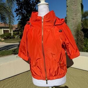 Michael Michael Kors Orange Short Sleeve Hooded Windbreaker Jacket Sz M